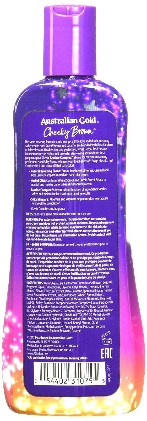 Australian Gold Cheeky Brown Accelerator Dark Natural Bronzer Tanning Bed Lotion