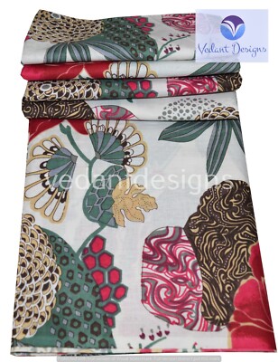 5 Yard Indian Floral Print Fabric White 100% Cotton Dress Handmade | eBay