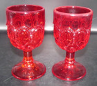 4.5" CORDIAL WINE CADMIUM 2 GLASSES Vintage Ruby Red Glows on Rims — photo 1