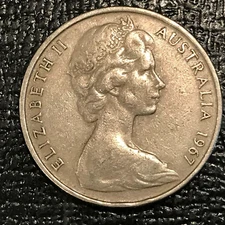VERY NICE 1967 AUSTRALIA PLATYPUS 20 C OR TWENTY CENTS COIN-APR107