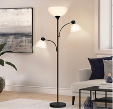 Tall Led Tree Floor Lamp, Torchiere Bright Black Floor Lamp with 2 Reading Lamps