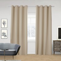 2X Thermovorhang Gardinen ÖSen Schal Blickdicht Verdunkelung Sand 245X135 Cm