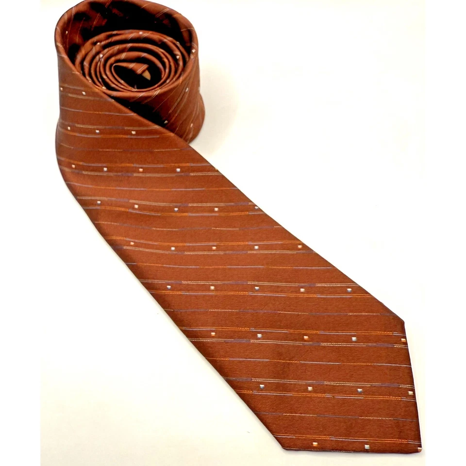 Corbata vintage Andhurst para hombre cañón terracota 100 % seda 56" Foto 4 de 4