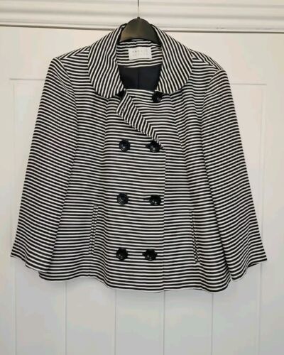 Precis Petite Womens Coat Jacket * Size UK 18 * Chest 44" Navy & White Stripes - Picture 2 of 23