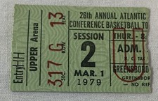 basketball ticket stub ~ ACC TOURNAMENT March 1, 1979 ~ Clemson,Duke,NC State++