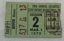 basketball ticket stub ~ ACC TOURNAMENT March 1, 1979 ~ Clemson,Duke,NC State++