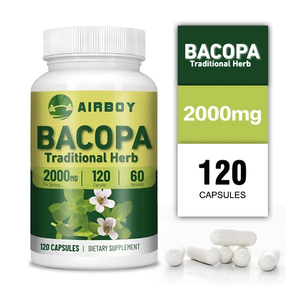 AIRBOY Bacopa Monnieri 2000mg - Brain Health & Memory Booster,Focus,Nootropic,Cognitive