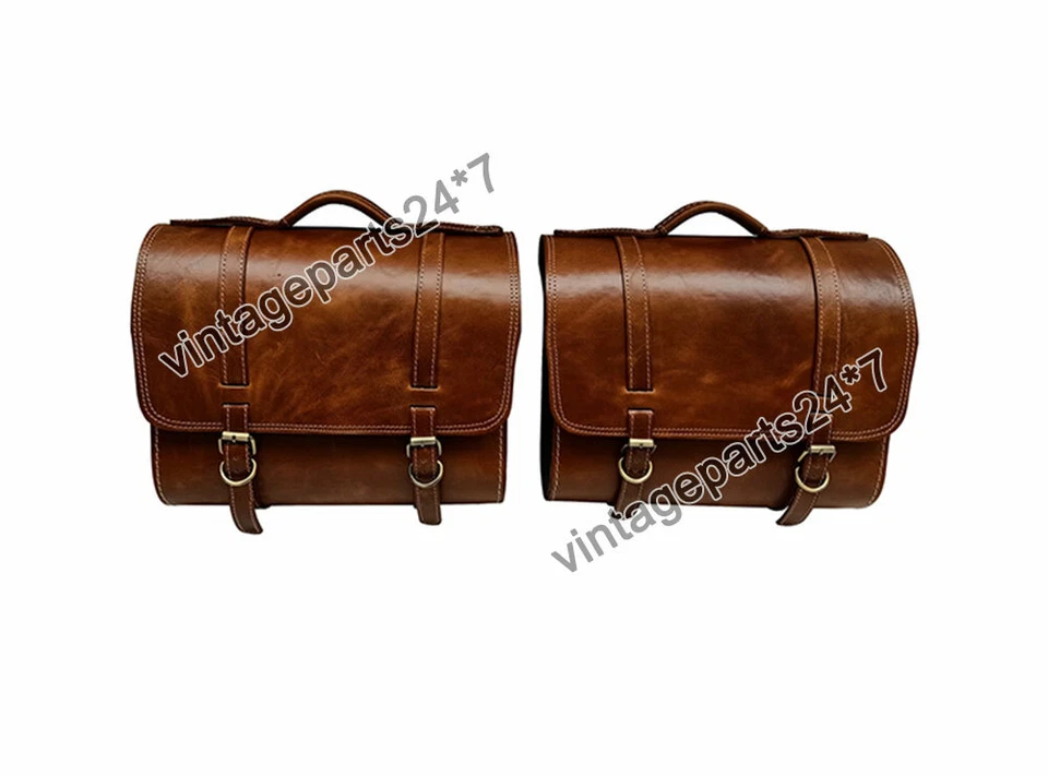 Royal Enfield New Classic Reborn 350 CC Brown Tan Leather Bags With Attachment - Image 3 of 4