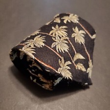 Black Palm Tree Geometric Silk Neck Tie 58x4" Croft & Barrow Made in the USA
