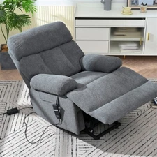 Oversized Power Lift Recliner Chair Reclining Sofa Wide Footrest Side Pocket