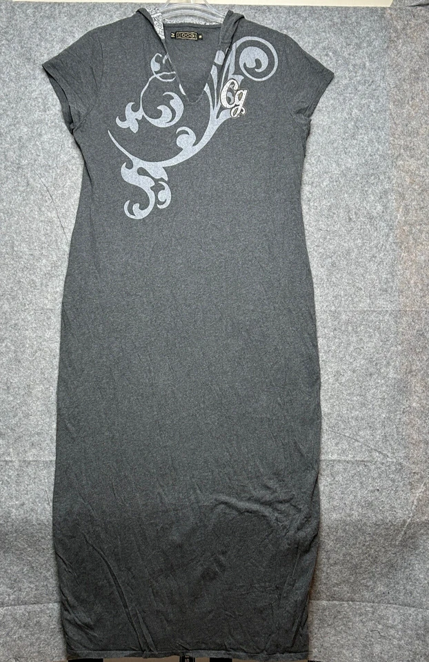 Vestido Coogi para mujer 3X gris maxi calavera calle sudadera con capucha Y2K años 90 vanguardista audaz elástico Foto 2 de 4