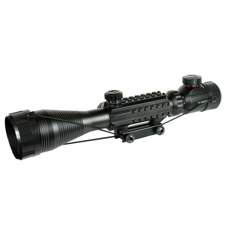 Tactical 4-12X50 EG Rifle Scope Red Green Dual illuminated with Side Rails Mount - Image 4 of 4