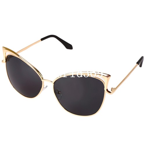 Womens Gold Retro Cat Eye Sunglasses Classic Designer Vintage Fashion Shades - Picture 8 of 11