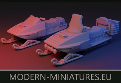 Modern Miniature x2 Snow Mobile Arctic Vehicle Spectre Zona Alfa Scenery Props