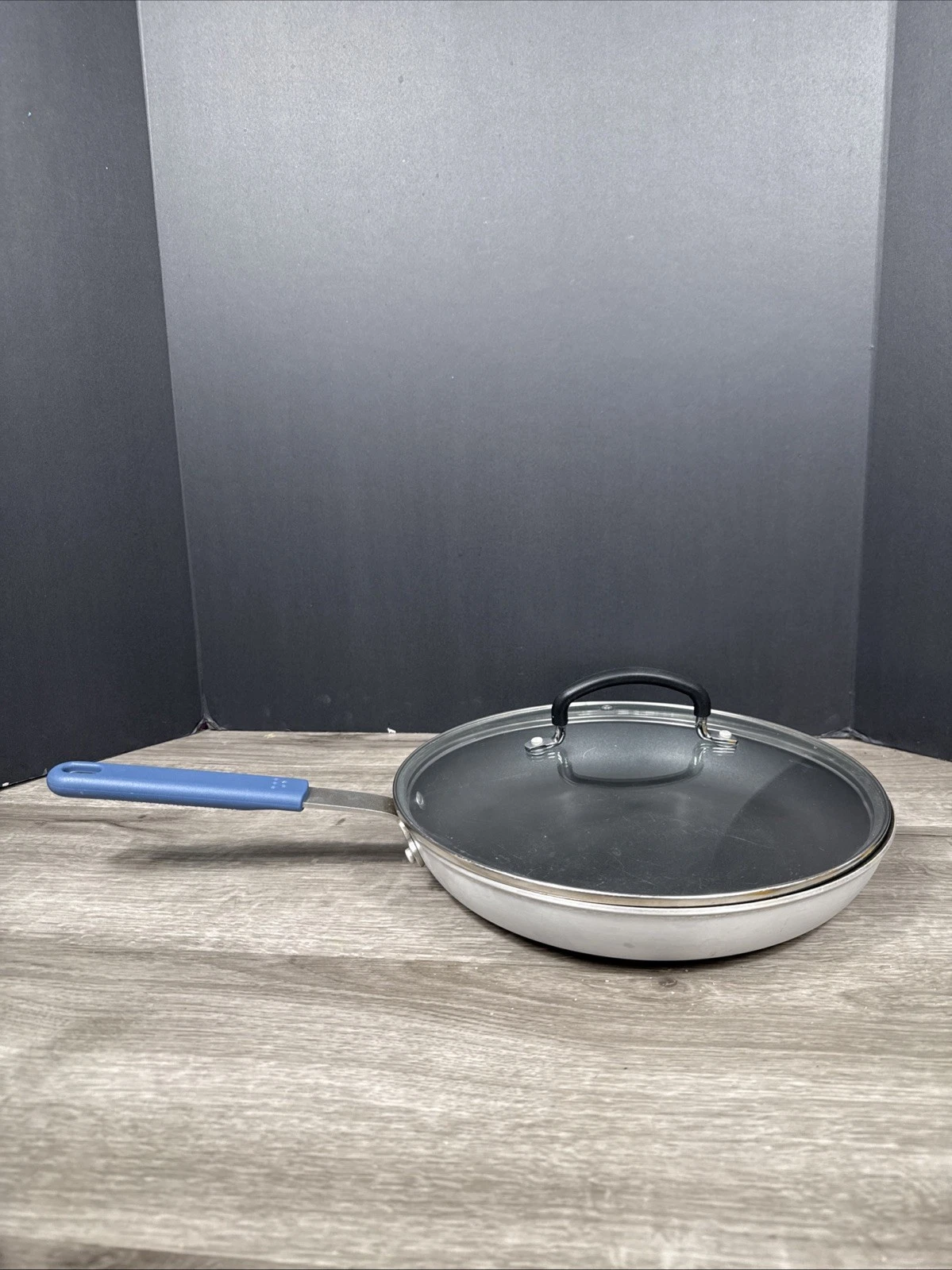 Misen 12" Inch Nonstick Fry Pan w/ Blue Silicone Handle And Glass Lid