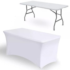 Image of Folding Table 5ft with or without Table Cloth Black or White