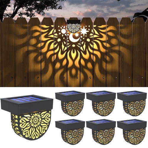 Solar Fence Lights 6 Pack Solar Deck Lights Waterproof LED Powered Step Wall ...
