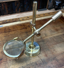 Vintage Table Top Adjustable All Brass Jewelers Nautical Magnifying Glass