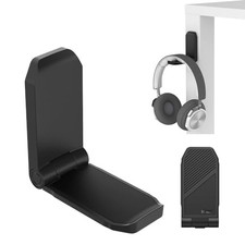 Adhesive Desk Headphone Hanger, Foldable PC Gaming Headset Holder Stand, Black