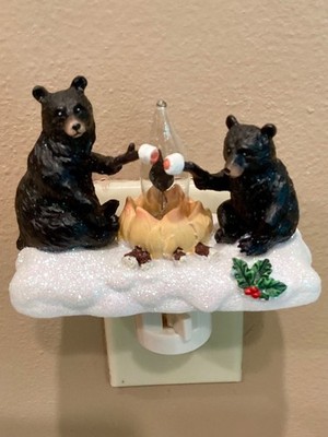Roman Lights Brand Bears Roasting Marshmallows Flickering Bulb Night Light