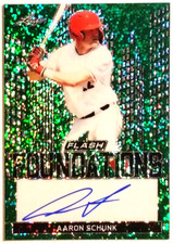 Aaron Schunk 2019 Leaf Flash Foundations Green Sparkle Refractor SP# 12/15