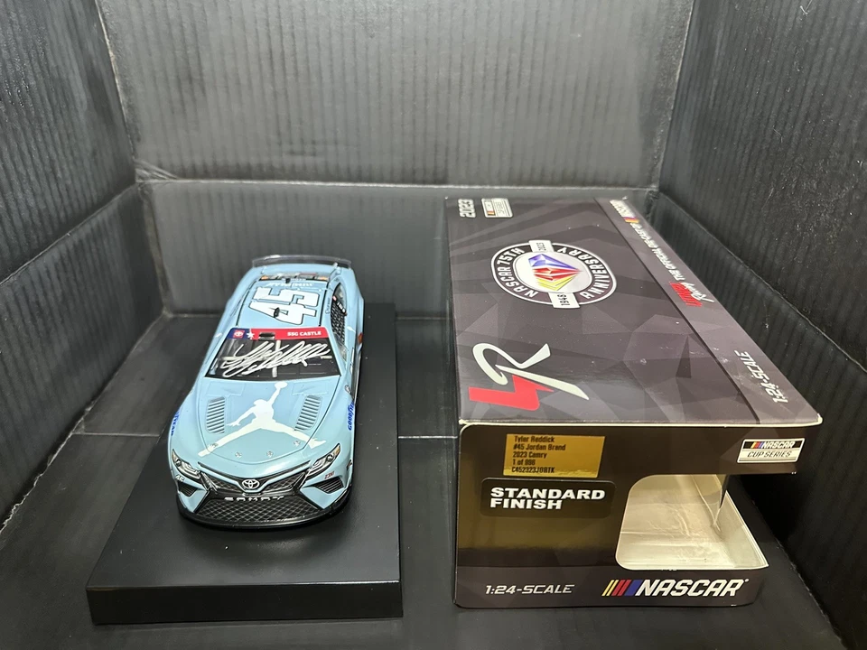 Tyler Reddick SIGNED 2023 Jordan Brand 1/24 Autographed Carolina Blue  - Image 3 of 4