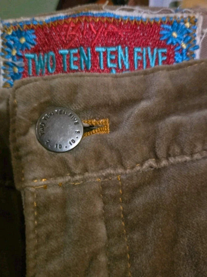 Y2K BIYA Johnny Was Two Ten Five 刺绣裤子 12 码波西米亚嬉皮 — 第 2/4 张图片