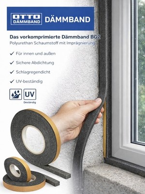 OTTO Dämmband BG2 ODB-15/3 15×15 mm 10 m Vorkomprimiert Quellband Fenster Türen 