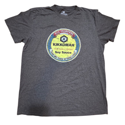 Official Kikkoman Soy Sauce Grey Graphic T-Shirt Men's Size XL