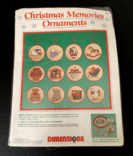 Christmas Memories 12 Ornaments Cross Stitch Kit Vtg Dimensions 1989 8374