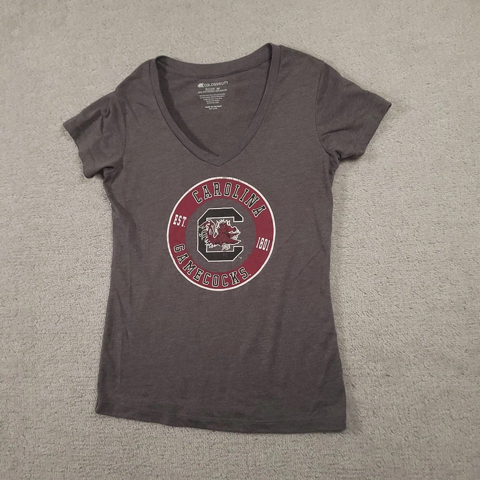 South Carolina Gamecocks Shirt Womens Medium Gray NCAA Football V Neck Graphic - Image 2 of 4