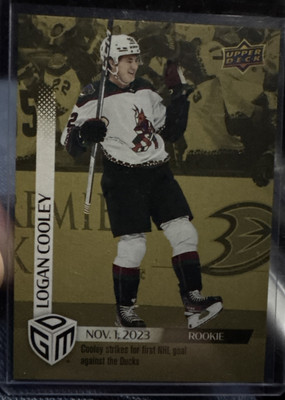 2023-24 Upper Deck Game Dated Moments Gold /100 Logan Cooley #13 Rookie RC