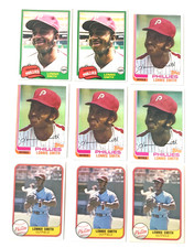 LONNIE SMITH 1981 + TOPPS / FLEER BASEBALL CARDS* *LOT *(9)* *DENIM CARDS