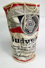 Vintage Budweiser Beer Drawstring Vinyl Tote Shaped Like a Giant Beer Can!