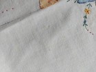 Vintage square table topper applique and embroidery detail, hemstitch edge 31" — photo 4