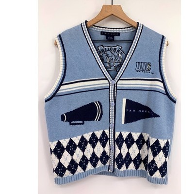 Vintage North Carolina Tar Heels Sweater Vest Mens XL Blue UNC Tar Heels College