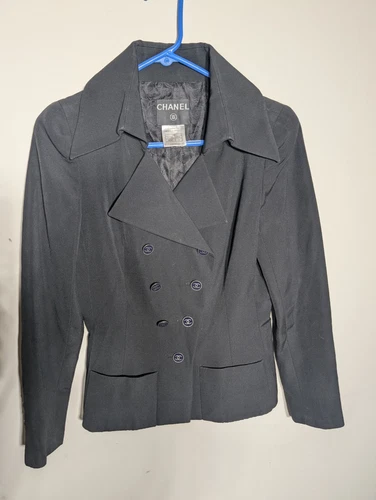 Autentica giacca di lana nera Chanel taglia 34 01P P17501 V09938 classica...