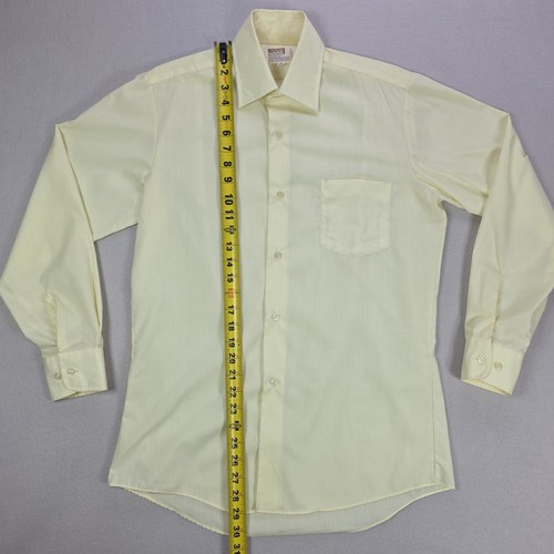 Vintage 70s Montgomery Ward Leisure Button Up Shirt Size 15-32/33 Butter Yellow - Picture 6 of 20