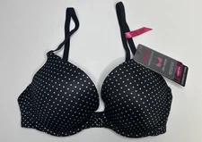 Maidenform Women's Custom Lift Tailored T-Shirt Bra Black Dot Print 32C 9729 NEW