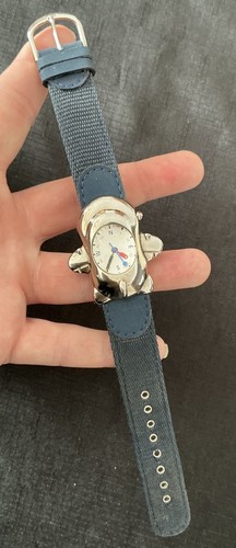 Novelty AERO Time Series Silver Airplane Shaped Compass Watch - Picture 7 of 10