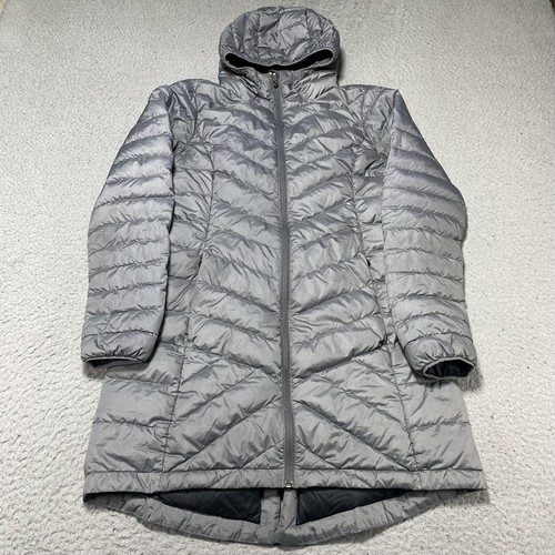 Lole Puffer Coat Womens Small Gray Hooded Down Quilted Long Warm Winter Jacket