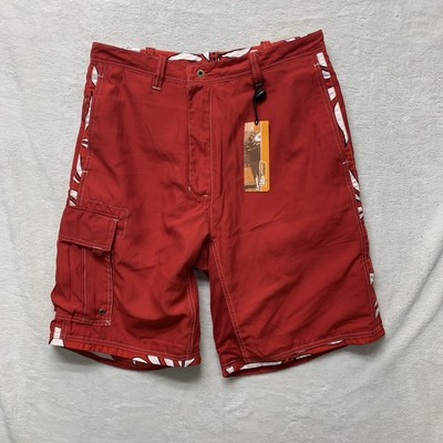 Urban Up Pipeline Mens 34 Swim Surf Cargo Board Shorts Reversible Hawaiian New