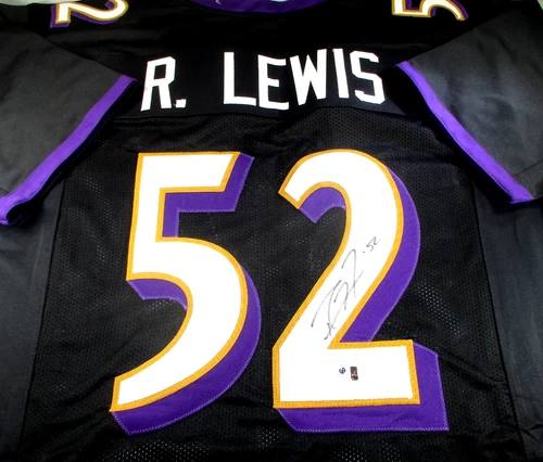 Ray Lewis / Autographed Baltimore Ravens Black Custom Football Jersey / COA