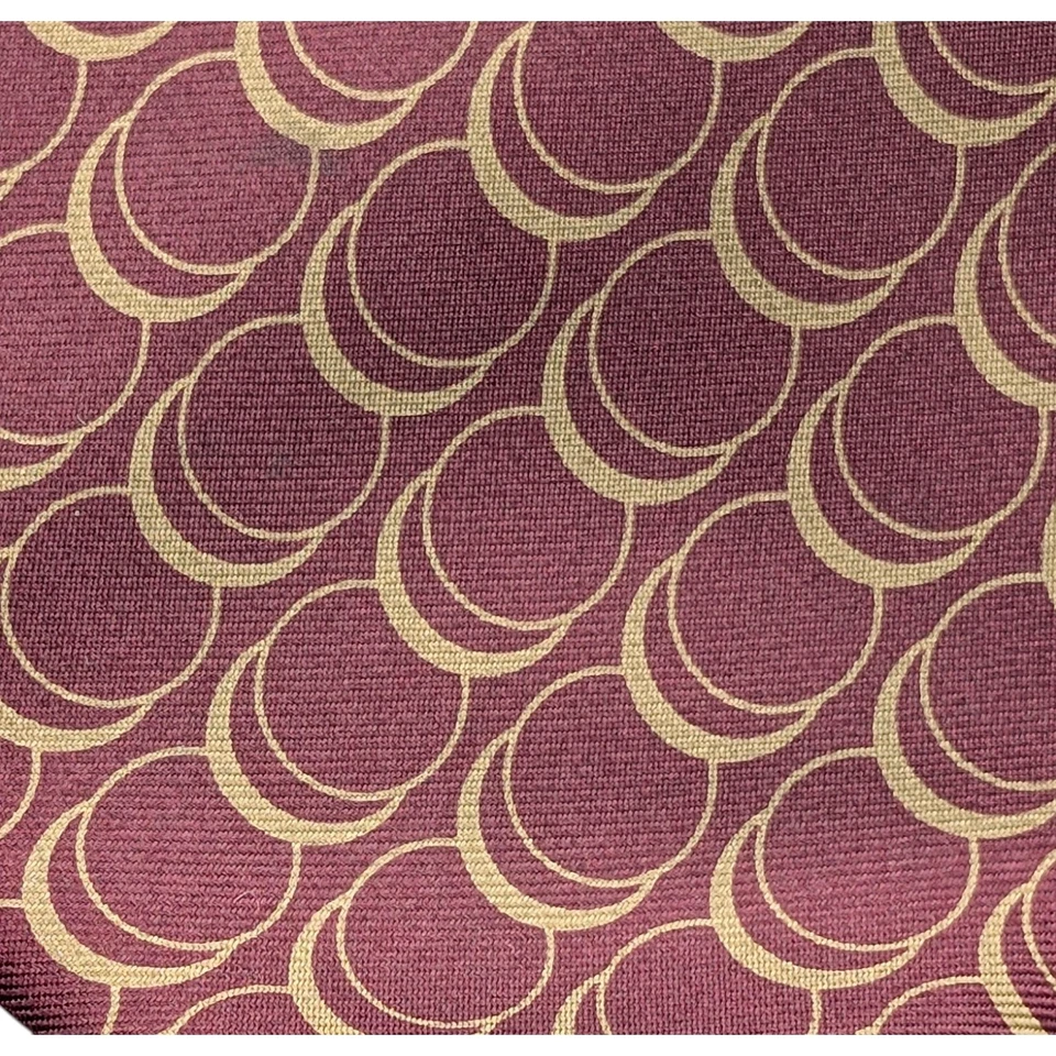 Corbata de seda Valentino para hombre geométrica borgoña dorada Italia clásica formal 57"x3,25" Foto 3 de 4