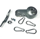 Flag Pole Repair Kit Gray Aluminum Truck Nylon Pulley Metal Clips Cleat 2" Pole