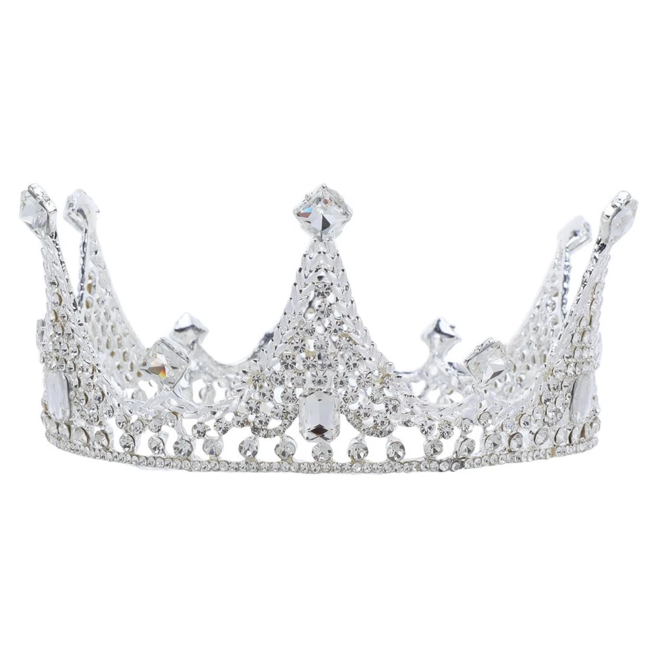 Copricapo reale con strass - Corona da ballo in argento per la festa nuziale, - Immagine 4 di 4