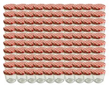 100 x Sturzgläser 230 ml Marmeladenglas Einmachglas rot kariert 100 Etiketten 