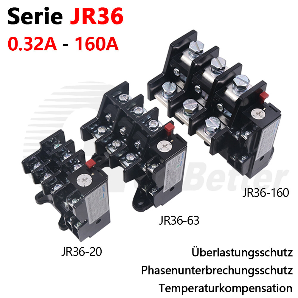 JR36 3 Phase Thermal Overload Relay Range 0.32A - 160A FR for AC