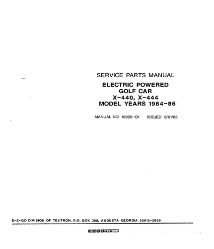 1984 1985 1986 Golf Cart Service Parts Manual Fits EZGO Electric 440 444 - Picture 3 of 18