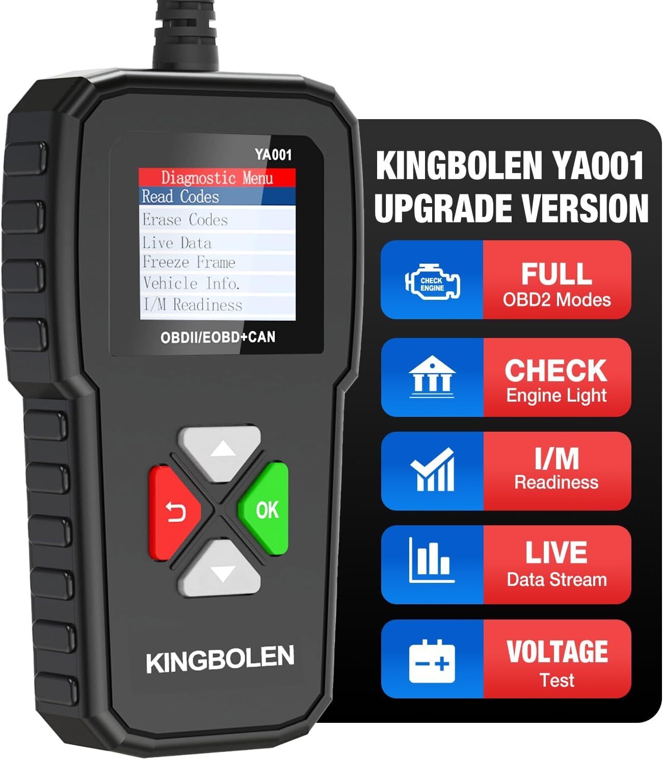 KINGBOLEN YA001 OBD2 Scanner Car Code Reader Full OBDII Diagnostic Scan Tool NEW-image